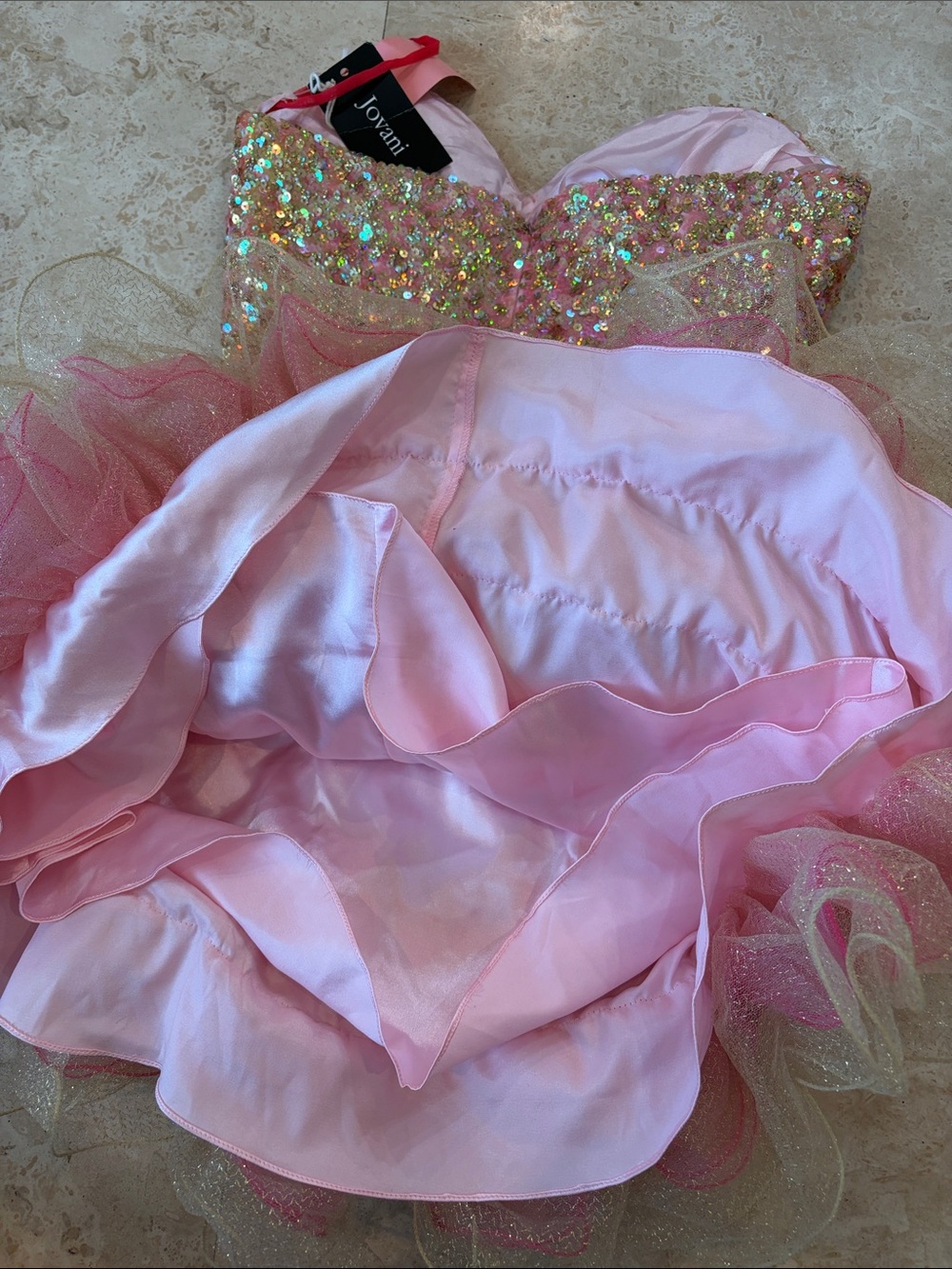 Pink Sequin & Ruffled Tulle Party Dress - Picture 3 of 5